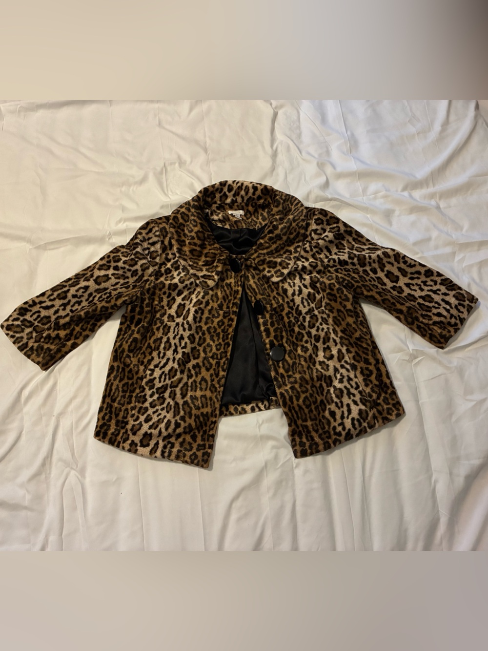 Vintage inspired Leopard Print PLUS SIZE Faux Fur Swing Coat SZ 16